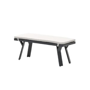 Sedalia Aluminium Garden Seating Bench With Cushion In Dark Grey
