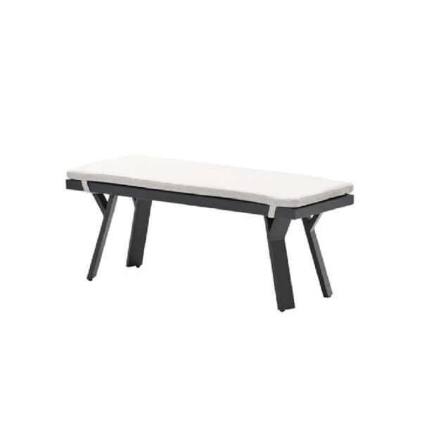 Sedalia Aluminium Garden Seating Bench With Cushion In Dark Grey