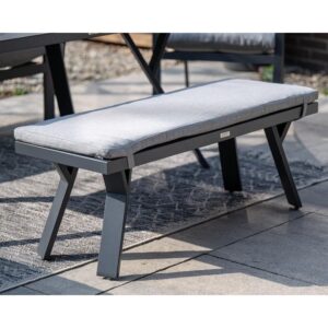 Sedalia Aluminium Garden Seating Bench With Cushion In Light Grey
