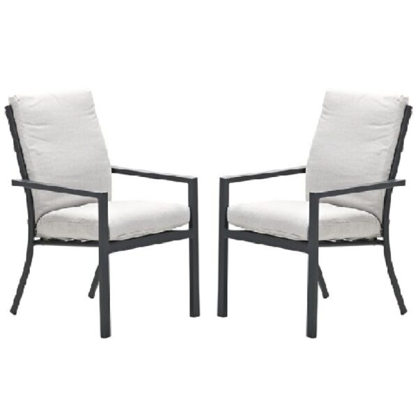 Sedalia Dark Grey Aluminium Dining Chairs With Cushion In Pair