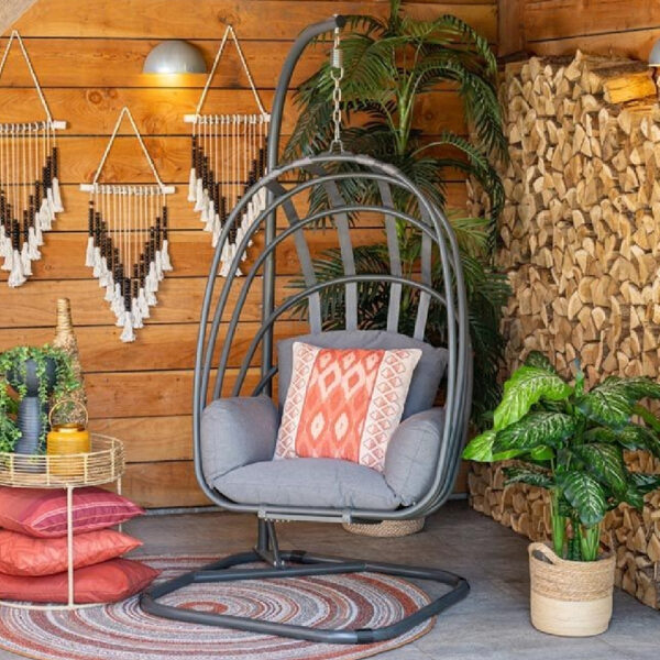 Sikeston Aluminium Outdoor Egg Swing Chair In Light Grey