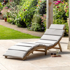 Agoura Outdoor Wooden Sun Lounger With Cushion In Natural