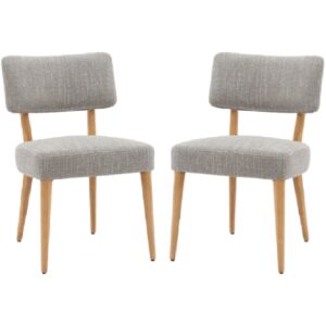 Arcadia Grey Fabric Dining Chairs With Wooden Frame In Pair