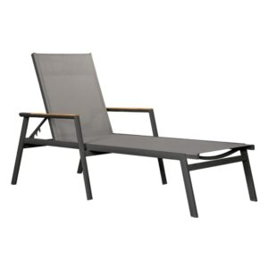 Almont Polyester Garden Sun Lounger In Charcoal And Carbon