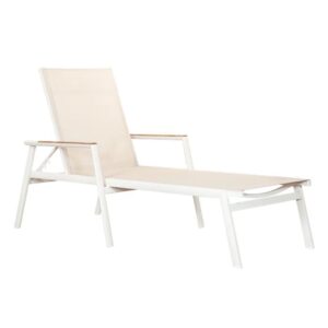 Almont Polyester Garden Sun Lounger In White And Champagne