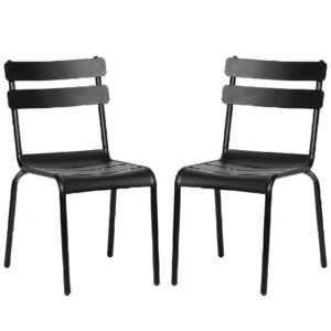 Amarillo Black Aluminium Outdoor Side Chairs In Pair