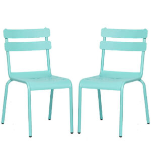 Amarillo Blue Aluminium Outdoor Side Chairs In Pair