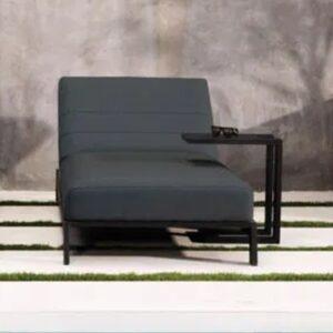 Avenel Fabric Outdoor Sun Lounger In Charcoal And Slate Natte