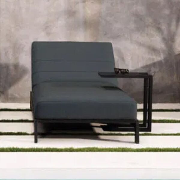 Avenel Fabric Outdoor Sun Lounger In Charcoal And Slate Natte