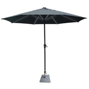 Hialeah Large Polyester Outdoor Parasol With LED In Slate