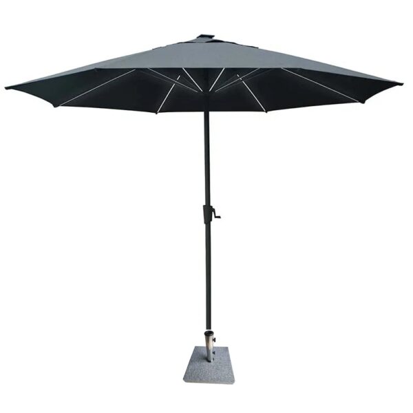 Hialeah Large Polyester Outdoor Parasol With LED In Slate