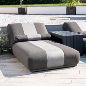 Joplin Fabric Garden Sun Lounger In Slate Grey And Charcoal