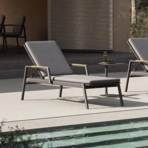Lucca Polyester Garden Sun Lounger In Graphite And Charcoal