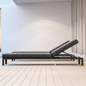 Papillion Fabric Garden Sun Lounger In Slate Natte And Charcoal