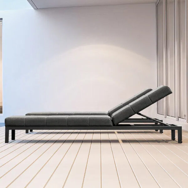 Papillion Fabric Garden Sun Lounger In Slate Natte And Charcoal