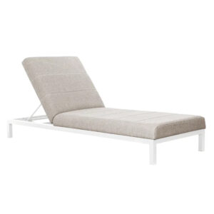 Papillion Fabric Garden Sun Lounger In Stone Natte And White