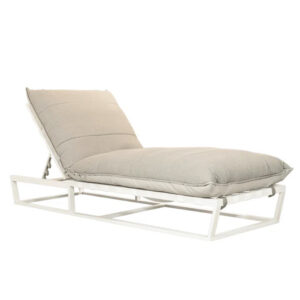 Salado Fabric Outdoor Sun Lounger In Stone Natte And White