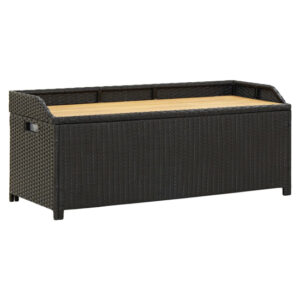 Sophiya Poly Rattan Garden Storage Seating Bench In Black
