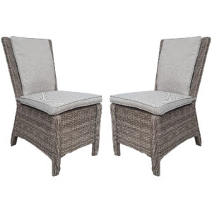 Abobo Grey Rattan Dining Chairs With Cushions In Pair