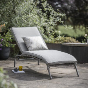 Marfa Rattan Garden Sun Lounger With Cushion In Stone