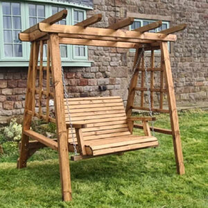 Vail Wooden Garden 2 Seater Swing In Natural