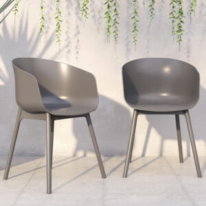 York Outdoor Charcoal Resin Dining Chairs In Pair