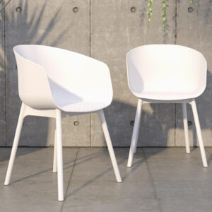 York Outdoor White Resin Dining Chairs In Pair