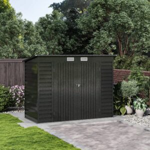 8×4ft Galvanized Steel Outdoor Storage Shed with Dual Doors