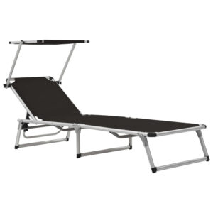 Alfresco Outdoor Aluminium Folding Sun Lounger in Black