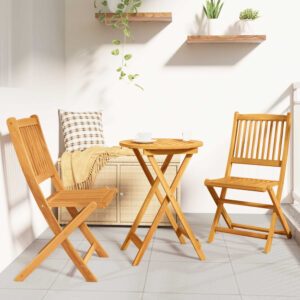 Alfresco Outdoor Round Acacia Wood Bistro Set in Brown