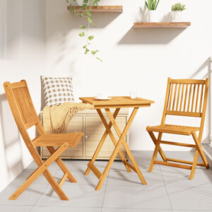 Alfresco Outdoor Square Acacia Wood Bistro Set in Brown