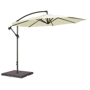 Aviro Garden Ecru Polyester Round Cantilever 3.0m Parasol with Granite Base