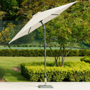 Aviro Garden Ecru Polyester Round Tilting 2.7m Parasol with Granite Base