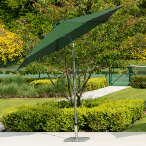 Aviro Garden Green Polyester Round Tilting 2.7m Parasol with Granite Base