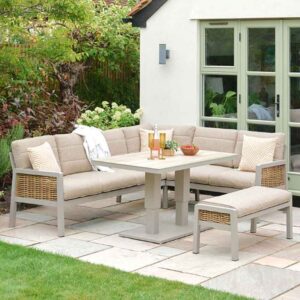 Orbit Aluminium Outdoor Dining Set with Adjustable Table in Beige