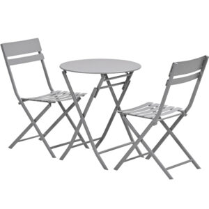 Alfira Garden Steel Bistro Table Set In Taupe