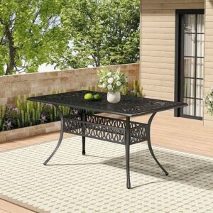 150cm Wide Garden Dining Table Hollow Cast Aluminium Tables White/Black - Black