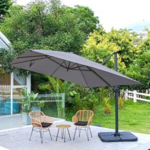 3 x 3M Wide Garden Parasol Outdoor Hanging UV Resistant and Waterproof Umbrella for - Dark Grey (Pre-Order) / Parasol + Cross Base + Petal Water Tank
