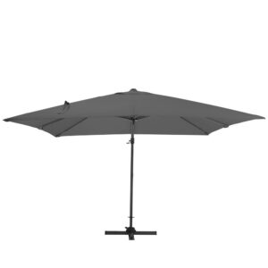 3 x 3M Wide Garden Parasol Outdoor Hanging UV Resistant and Waterproof Umbrella for Patio - Dark Grey (Pre-Order) / Parasol + Cross Base