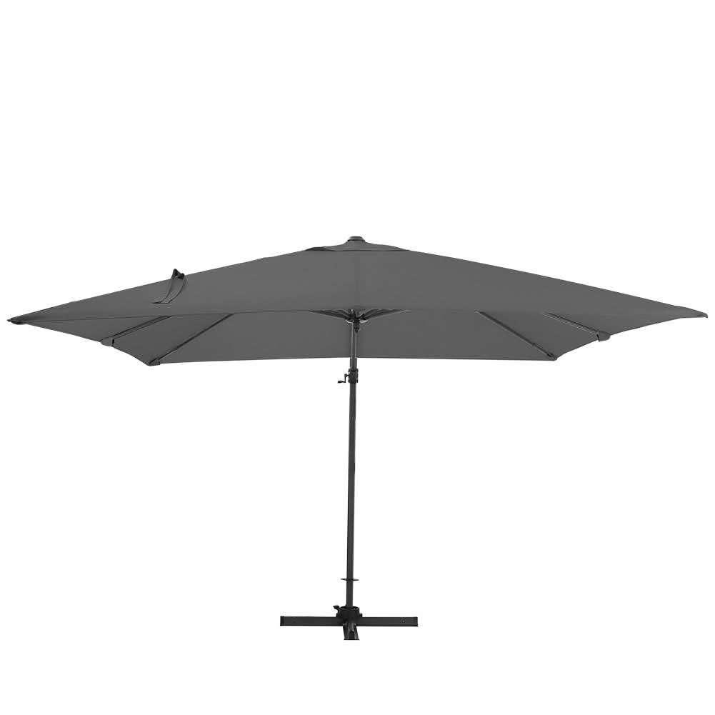 3 x 3M Wide Garden Parasol Outdoor Hanging UV Resistant and Waterproof Umbrella for Patio - Dark Grey (Pre-Order) / Parasol + Cross Base