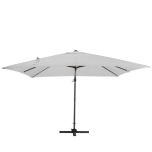 3 x 3M Wide Garden Parasol Outdoor Hanging UV Resistant and Waterproof Umbrella for Patio - Light Grey / Parasol + Cross Base