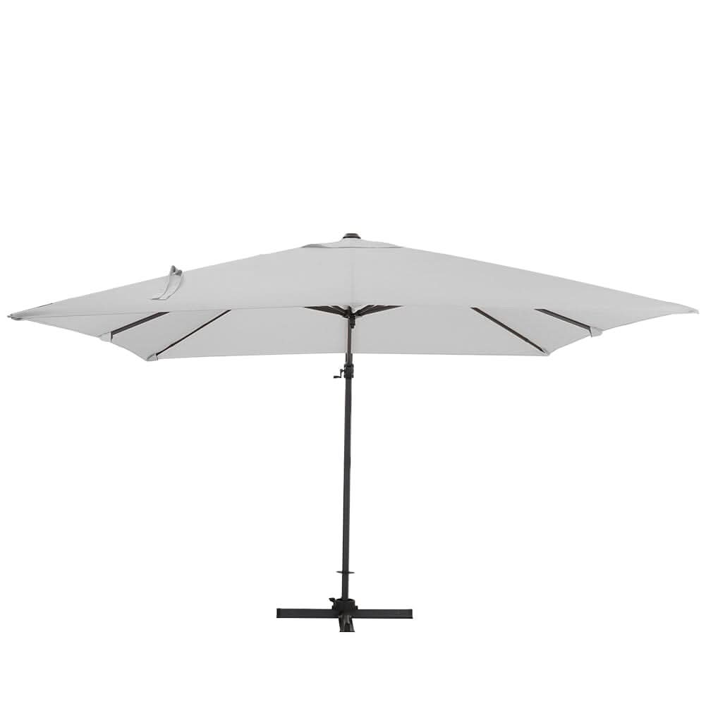 3 x 3M Wide Garden Parasol Outdoor Hanging UV Resistant and Waterproof Umbrella for Patio - Light Grey / Parasol + Cross Base