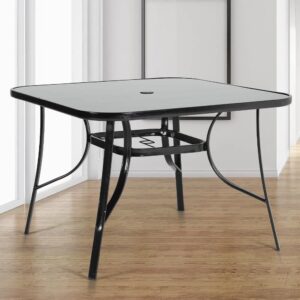 80/105cm Wide Square Garden Table Patio Outdoor Dining Table Coffee Bistro Table - W 105 x L 105 x H 72 cm