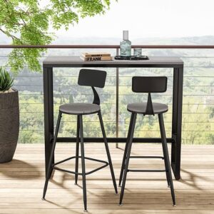 Garden Grey Dining High Table with Metal Legs - Medium/120cm W